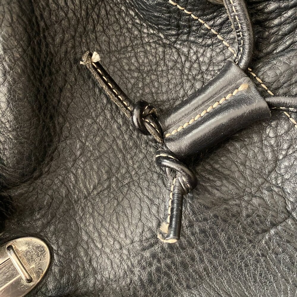 VINTAGE ROOTS LEATHER BACKPACK BLACK PREOWNED - Picture 12 of 16